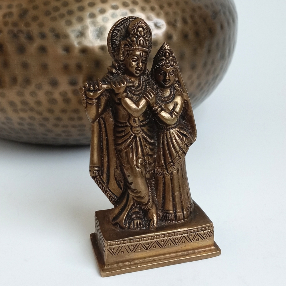 Solid Brass Antique / Vintage Figurine Sculpture from India 4 1/2” - Picture 12 of 13